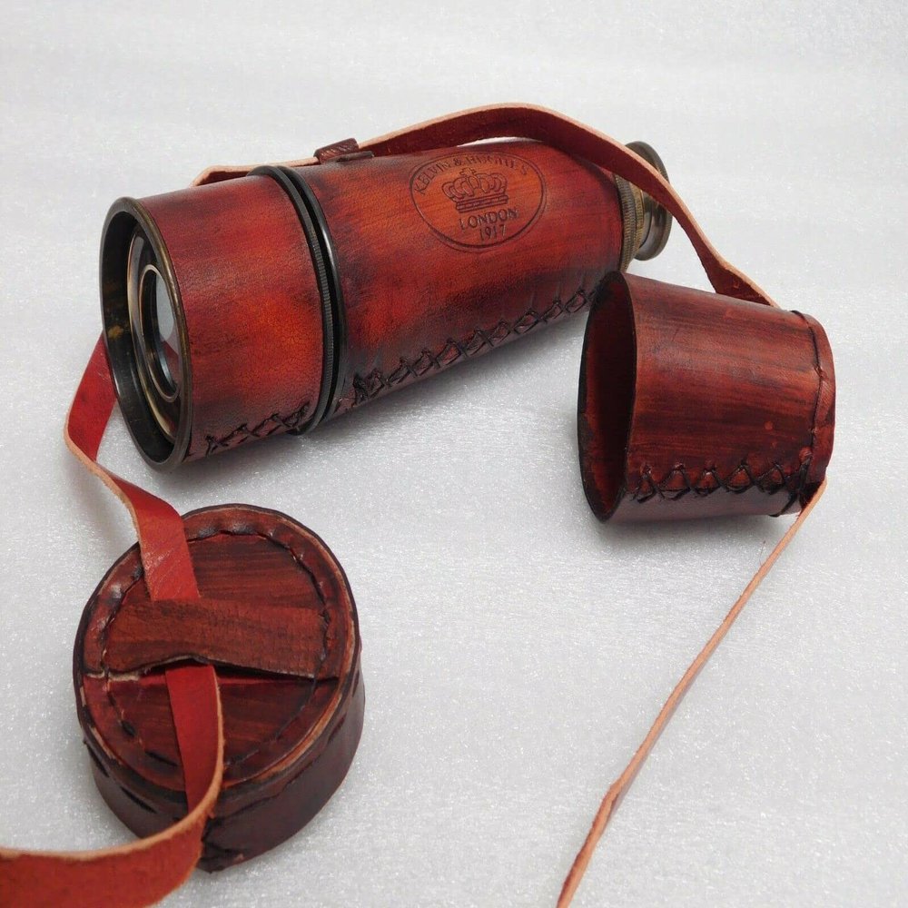Working Brass Telescope RED Cap Handmade Antique Replica - Steampunk - Vintage by Unique Nautical Store