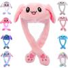 umbresen Bunny Hat Ear Moving Jumping Rabbit Hat Funny Cute Plush Animal Cap with Paws for Kids Women Girl Party Christmas Holiday Birthday Dress up Cosplay Costume Gift (Pink) view 1