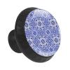 12 Pieces Blue Azulejo Geometric Flower Glass Knobs for Dresser Drawers, 1.37 x 1.10 in Round Kitchen Cabinet Pulls for Home Office Nursery Kids Room view 2