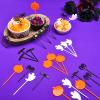 120 Pieces Halloween Cocktail Toothpicks Plastic Pumpkin Ghost Bat Spider Toothpicks for Cupcakes, Food, Cocktails, Appetizers Halloween Themed Party Supply Decor view 2