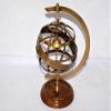 Antique Nautical Brass 5" Wooden Base Armillary Astrolabe Sphere Globe Decor view 1