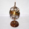 Antique Nautical Brass 5" Wooden Base Armillary Astrolabe Sphere Globe Decor view 2