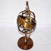 Antique Nautical Brass 5" Wooden Base Armillary Astrolabe Sphere Globe Decor view 4