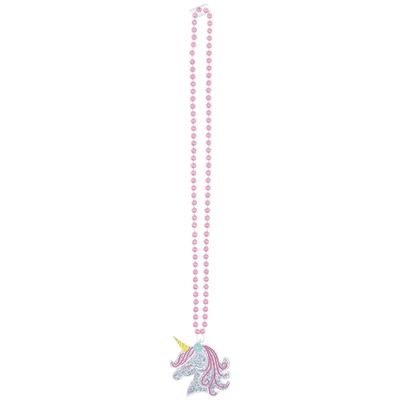 Amscan Enchanted Unicorn Necklace - 8 1/2" (Pack of 1)- Stunning Pink Plastic Necklace with Pendant - Perfect Magical Accessory for Kids & Unicorn Lovers