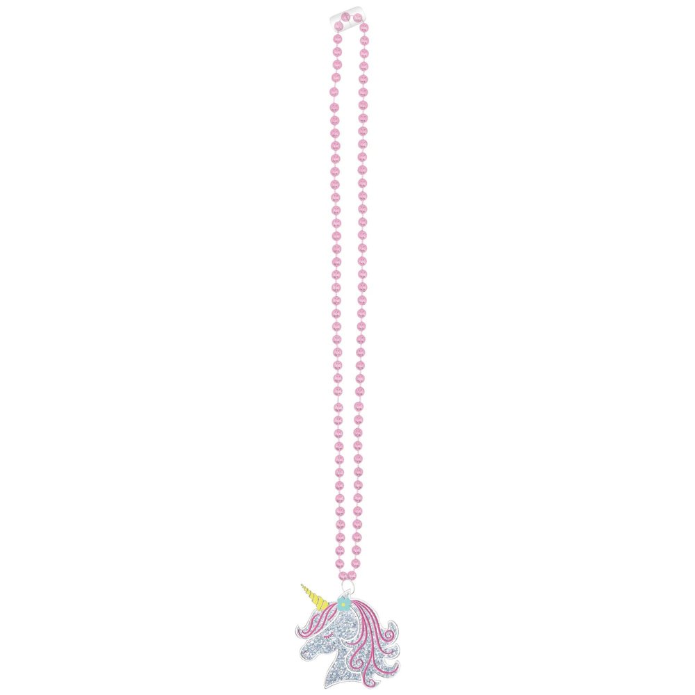 Amscan Enchanted Unicorn Necklace - 8 1/2" (Pack of 1)- Stunning Pink Plastic Necklace with Pendant - Perfect Magical Accessory for Kids & Unicorn Lovers