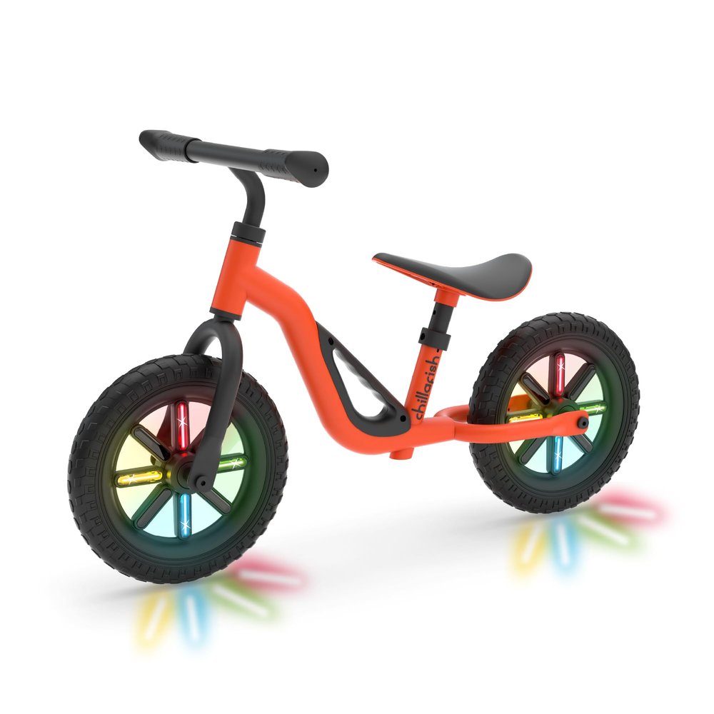 Chillafish Charlie Glow Baby Balance Bike for Ages 1-2, Lightweight Frame, Toddler Bicycle with Glowing Wheels & No-Puncture Tires, Adjustable Seat