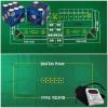 Cyber-Deals Craps & Texas Hold'em Poker Essentials Set: 2-Sided 6ft x 3ft Felt Layout, Las Vegas Casino Table-Played Dice & Cards, Plus Storage Pouch (Flamingo (Blue Polished)) view 1