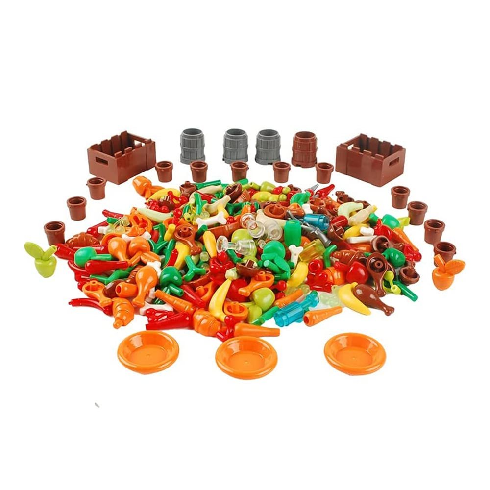 BAENRCY 280pcs Food Building Blocks Kitchen Sencery Accessories Food Set Building Bricks Kit DIY Building Set Compatible All Major Brands
