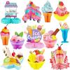 12 Pieces Ice Cream Party Decorations Ice Cream Centerpiece Honeycomb Sundae Topper Decoration Ice Cream Cart Centerpiece for Theme Party Birthday Baby Shower Party Supplies view 1