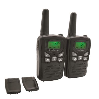 Lexibook Walkie-talkies for Kids, Toys Long Range 8km / 5 Miles, LCD Screen, Digital Sound, Indoor and Outdoor Communication Game, Belt Clip, Black, TW58US