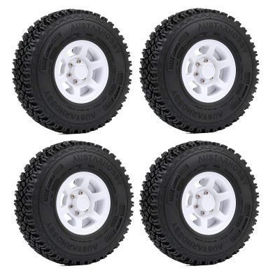 LAFEINA 1.55 inch Beadlock Plastic Wheel Hub Rim and Rubber Tire for 1:10 RC Crawler Car D90 TF2 Tamiya CC01 LC70 MST JIMNY 90069 (90mm White)