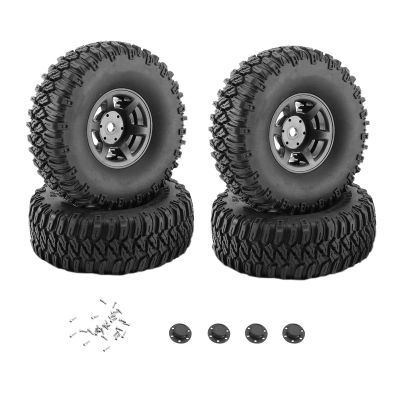 LAFEINA 1.55 inch Beadlock Plastic Wheel Hub Rim and Rubber Tire for 1:10 RC Crawler Car D90 TF2 Tamiya CC01 LC70 MST JIMNY 90069 (95mm Black)
