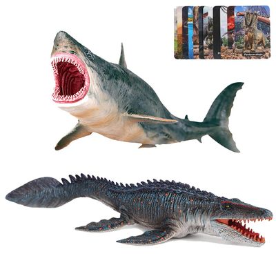 EOIVSH Megalodon & Mosasaurus Realistic Dinosaur Toys Set, Ocean Sea Monster Figures for Party Favors, Collection, Birthday Gifts