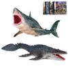 EOIVSH Megalodon & Mosasaurus Realistic Dinosaur Toys Set, Ocean Sea Monster Figures for Party Favors, Collection, Birthday Gifts view 1