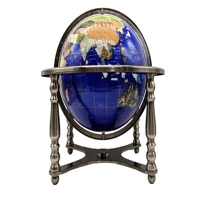 Unique Art Since 1996 330 GB Blue Pearl Silver Gemstone Globe