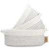 NaturalCozy 3-Piece Oval Storage Basket Set Soft Natural Rope Woven Baskets for Storage Shelf, Toy, Nursery, Gift, Baby Shower, Pets Cat Dog Bins | Small Basket for Organizing (Black Stitching) view 1
