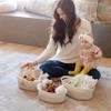 NaturalCozy 3-Piece Oval Storage Basket Set Soft Natural Rope Woven Baskets for Storage Shelf, Toy, Nursery, Gift, Baby Shower, Pets Cat Dog Bins | Small Basket for Organizing (Black Stitching) view 3