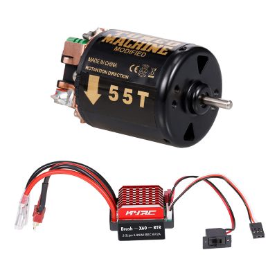 GoolRC 540 Brushed Motor 55T Turns and 60A Brushed ESC Electric Speed Controller Combo Set for 1/10 HSP Redcat Traxxas Tamiya HPI RC4WD Axial RC Crawler Car
