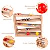 Qilay Wooden Race Track Car Ramp Racer Toy for Toddlers, 5 Level Race Car Ramp Toy Set Includes 4 Wood Cars and 3 Balls,Great Building Learning Toys or 3+ Years Old Boy and Girl view 4