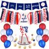 Baseball Half Birthday Kit - Baseball Half Way to One Highchair Banner, 1/2 Way to One Cake Topper for Boy 1/2 Half Year Baby Shower Party Supplies view 1