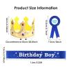 Aster Birthday Boy Costume Headwear, Crown, Sash and Button Pin - Dress-Up Set for Boys Birthday Party Decoration view 2