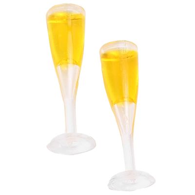 Champagne Glasses, Stable Dollhouse Miniature Wine Glass Set Lifelike for Potted Plants for Decorating Miniature Environments for Miniature Gardens(A Pair of Champagne Glasses)