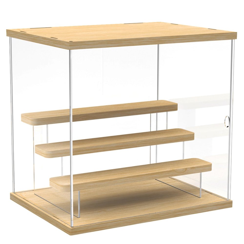 DuvinDD Acrylic Display Case with 4-Tier Collectibles Stand, Clear Figure Display Case with Door, Countertop Display Box Dustproof Storage Organizer, 12.5" L x 10" D x 12" H