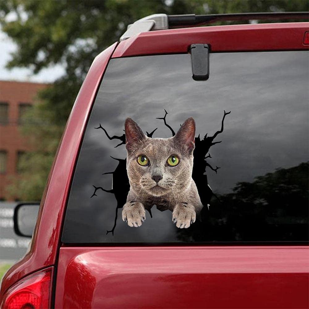 Ocean Gift Russian Blue Car Decals, Cat Car Stickers Pack of 2 - Realistic Russian Blue Stickers for Car Windows, Walls Series 120 Size 12" x 12"