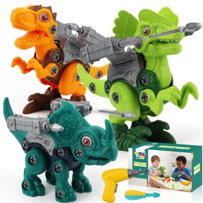TOY Life 3-Pack Take Apart Dinosaur Toys for 3, 4, 5, 6, 7 Year Old Boys, Kid Dinosaur Toy with Electric Drill Tool Set, STEM Building Construction Toys, Educational Birthday Gifts for Toddlers