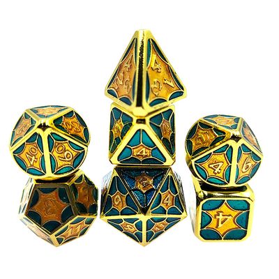 Seven Seas Pirates Dragon Scale Dice Set with Pouch & Display Box - Green/Yellow - Metal