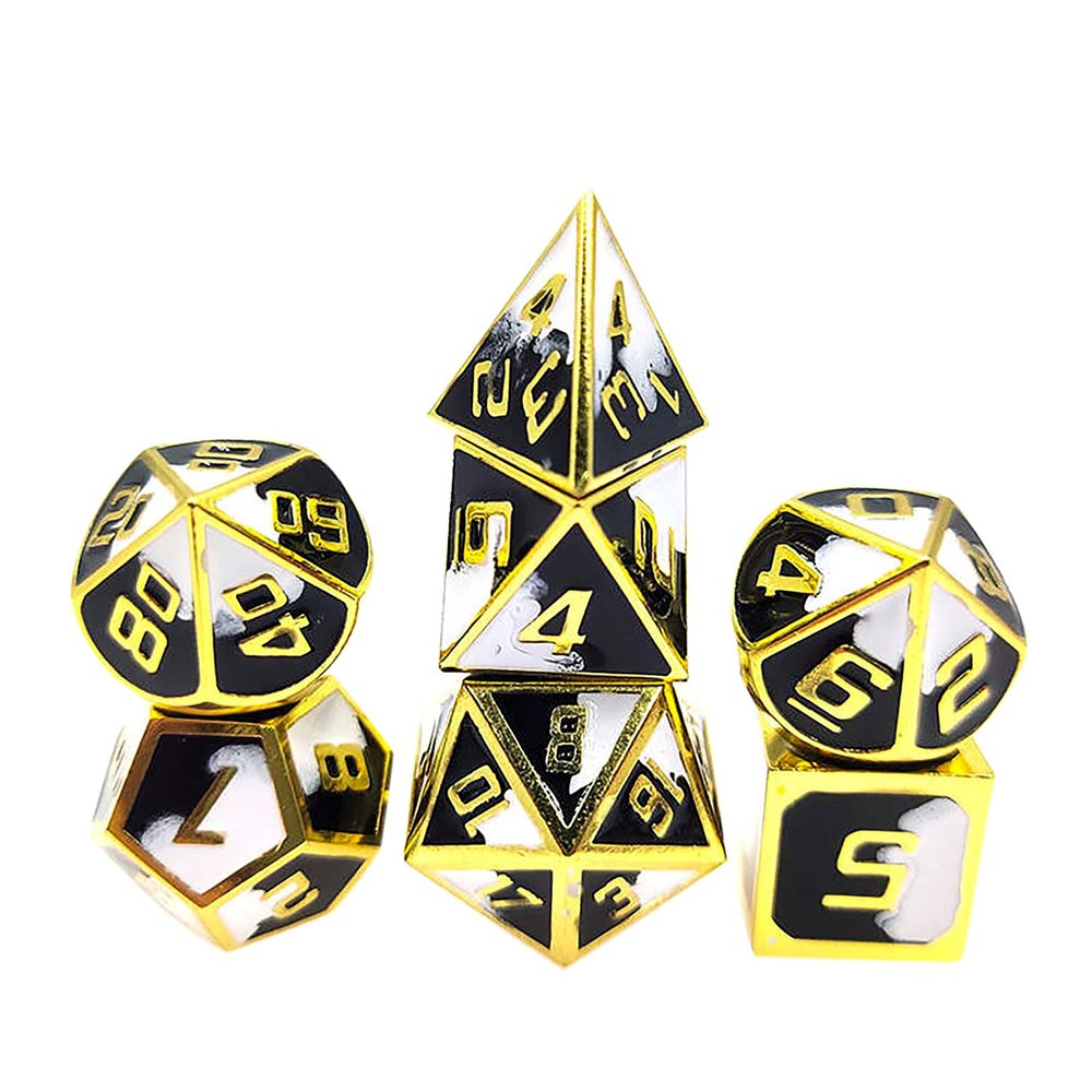 Seven Seas Pirates Dragon Scale Dice Set with Pouch & Display Box - White - Metal