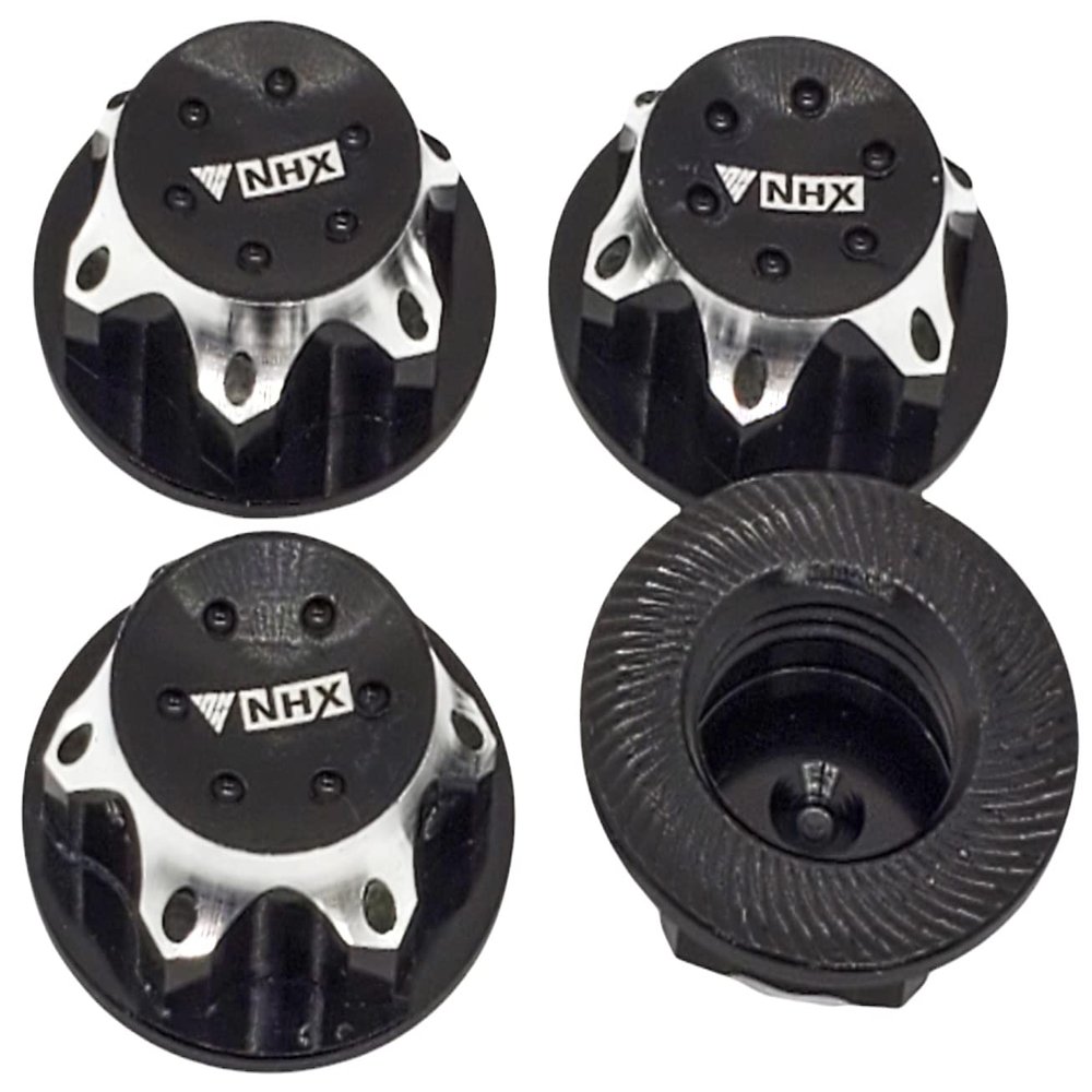 NHX RC 1/8 17mm Aluminum Wheel Nuts (4) Black