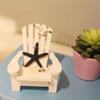 HEALLILY Mini Wooden Beach Chair Ornament 4.3 Inch White Dollhouse Furniture Ocean Themed Decor Coastal Sunshine Chair Accessory view 3