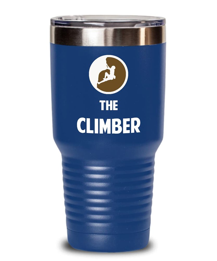 Rock Climbing Tumbler The Climber Best Gift For Rock Climber 30oz, Blue