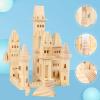 Garlictoys 75 Pieces Wooden Castle Blocks Medieval Knights Princesses Wooden Castle Building Blocks Kit for Kids Boys and Girls view 2