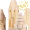 Garlictoys 75 Pieces Wooden Castle Blocks Medieval Knights Princesses Wooden Castle Building Blocks Kit for Kids Boys and Girls view 4