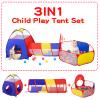 GeerWest 3 in 1 Kids Play Tent for Toddler with Baby Ball Pit and Play Tunnel, Children Indoor Outdoor Playhouse with Climbing Tunnel Toy for Toddlers, Boys and Girls Best Birthday GiftsNo Balls view 2
