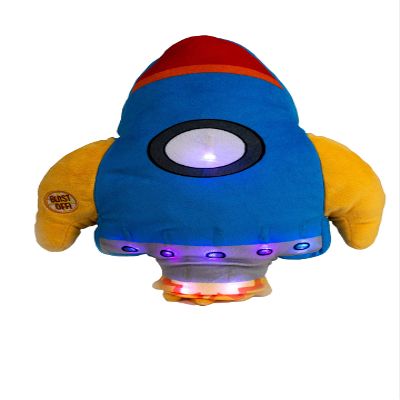 Unicorns & Robots Light Up Pillow for Kids, Plush Led Night Light for Boys and Girls, Oeko TEX Certified, Toddlers Light Up Sleeping Toy, Rocket Ship