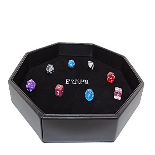 11 Inch Dice Tray - Leather Lite Wrapped Exterior with Velvet Interior (Black)