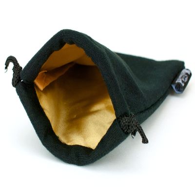 Classic Large Dice Bag - 5x8 Inches with Drawstring Closure and Durable Design - Holds 100+ Polyhedral Dice (Gold Interior)
