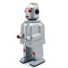 Charmgle Retro Wind-up Tin Toy Handmade Robot Tintoy Electric with Flashing Lights Birthday Gifts Adult Collection Home Cafe Store Decoration Xmas Party Favor Silver view 1