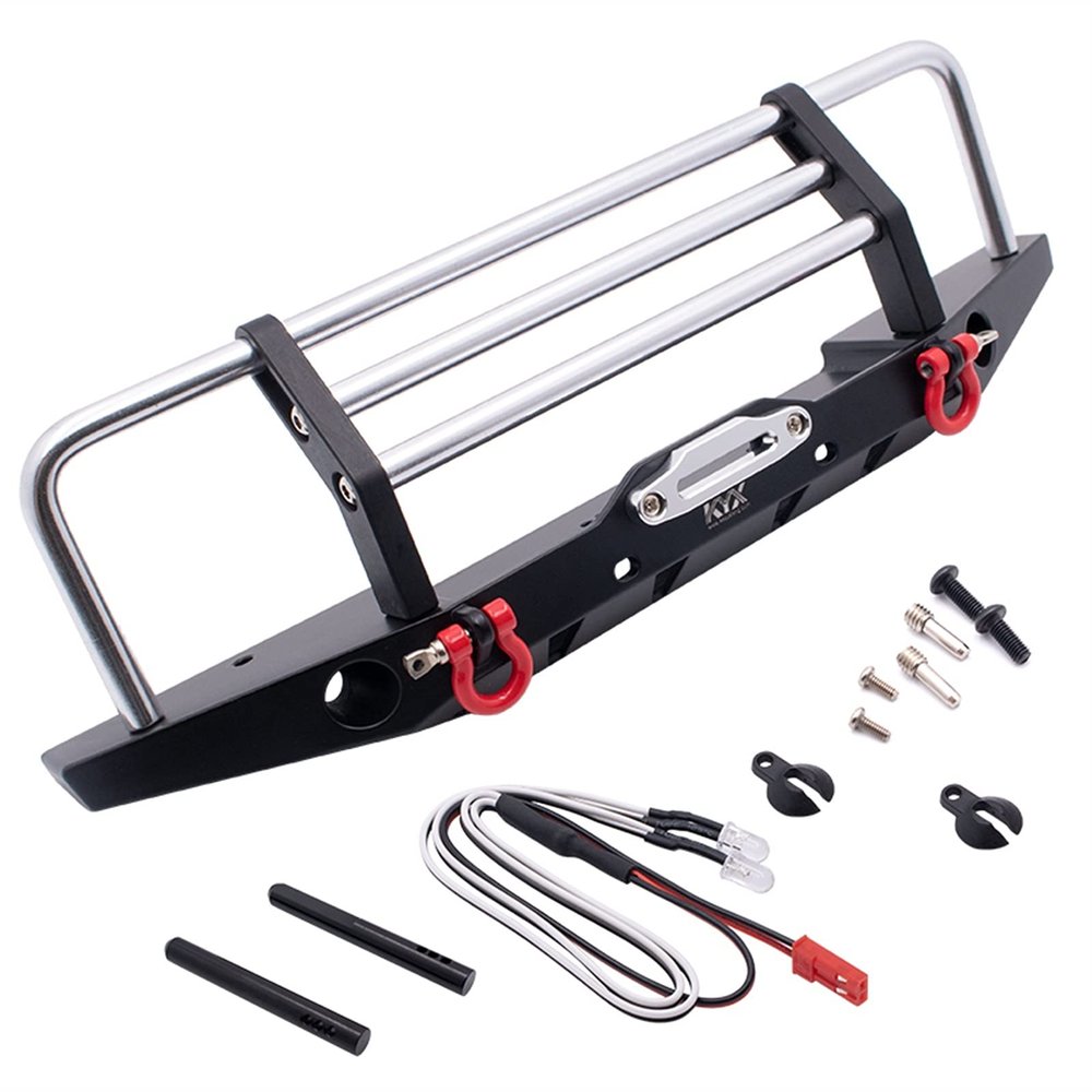 DAPENGNIAO Racing Alloy Front Bumper with LED Lights for 1/10 RC Crawler Car Axial SCX10 II 90046 Traxxas TRX-4 TRX4 Accessories (Color : Black)
