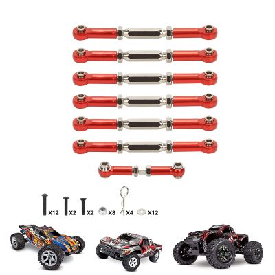 Adjustable Alloy Turnbuckles Aluminum Camber Toe Links Set for 1/10 Slash 4X4 / 2WD RC Truck Upgrade Hop-Up Parts,7 Pieces Camber Link with Rod Ends Sets,Red