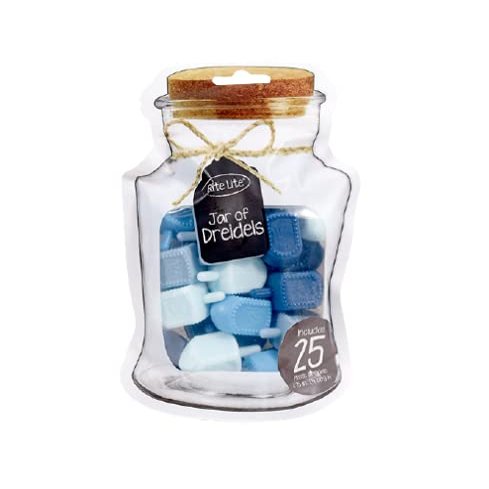 Rite Lite Jar of Dreidels, 25 Medium Plastic Dreidels - Classic Chanukah Spinning Dreidel Game - Colored Dreidels Bulk Value Pack Hanukkah Gift - Shades of Blue