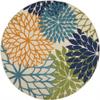 HomeRoots Multicolor 100% Polypropylene 8 Round Orange Floral Outdoor Area Rug view 1