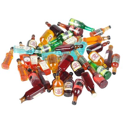 40pcs Miniature Mini Fake Beer Bottles Toys, Mixed Wine Drinks Decoration Beer Glass Model, Beer Can Beer Bottle Models for Fairy Garden Pub Bar Dolls House Tableware Decoration