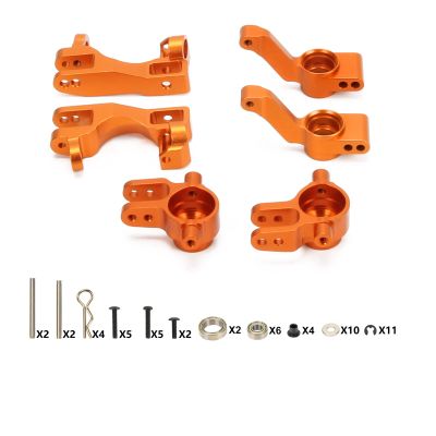Aluminum Steering Blocks Caster Blocks C-Hubs Left & Right Stub Axle Carriers with Ball Bearings for 1/10 Slash 4x4,RCAWD C-hub & Steering Hub & Rear Hub?Replace 6837 6832 1952,Orange
