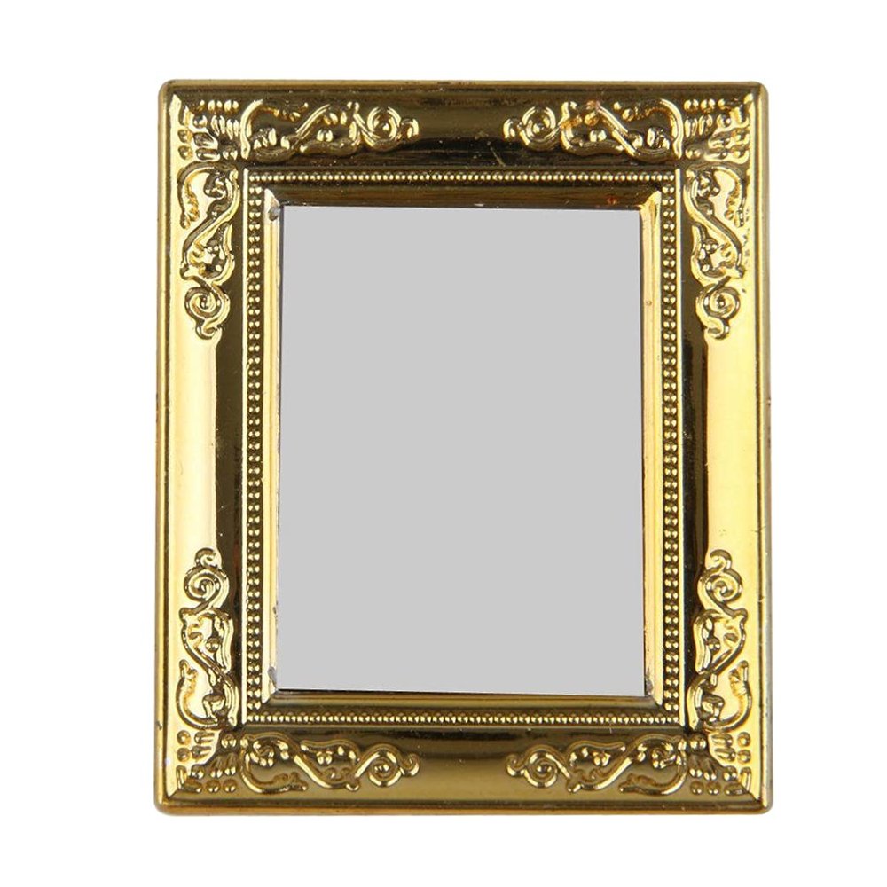EXCEART 2pcs Mini House Mirror Wall Mirror Miniature Ornaments Mini Photo Frame Mini Frames Dollhouse Scene Props Mini House Furniture Compact Gilt- Edged Mini Mirrors Doll House Model