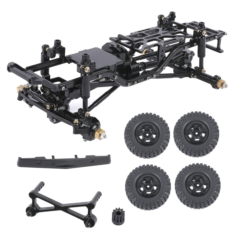 RZXYLRC Aluminum Complete Frame Chassis Assembled kit for 1/24 SCX24 AXI00001 C10 RC Crawler Car Upgrades (Black)