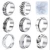 MUCAL Fidget Rings for Anxiety 8pcs Stainless Steel Spinner Ring Anti Anxiety Ring Spinning Moon Star Cool Stress Relieveing Rings for Women Men view 1